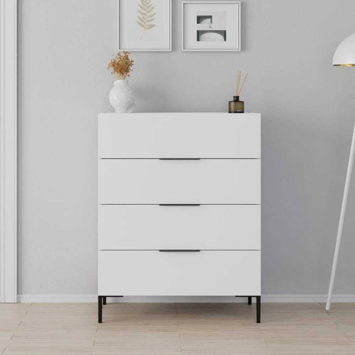 Hanah Home Sfn-1740-Dd-1 Cómoda Blanca de 4 Cajones, 80x104x44 cm